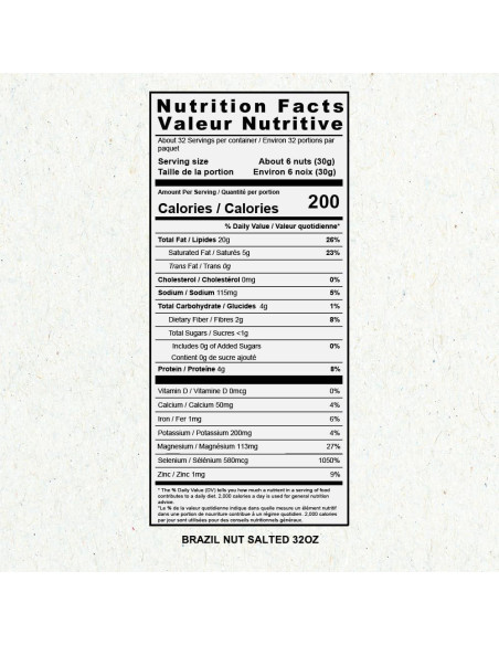 Nueces de Brasil Orgánicas Premium Floresta en Pie 907g Tostadas