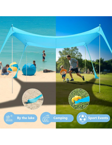 Tienda de Playa WILDPATH 3.05x3.05m UPF 50+ con 8 Sacos