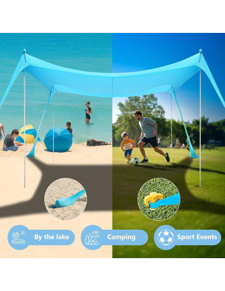 Tienda de Playa WILDPATH 3.05x3.05m UPF 50+ con 8 Sacos