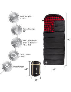 Saco de Dormir Wakeman 0C Compacto con Capucha para Camping 2