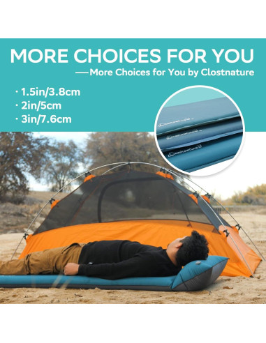 Almohadilla de Dormir Autoinflable Clostnature 3.81cm Azul