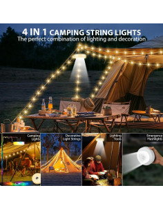 Luces de Camping Recargables UGDLUCK 10m 9 Modos IP4 2