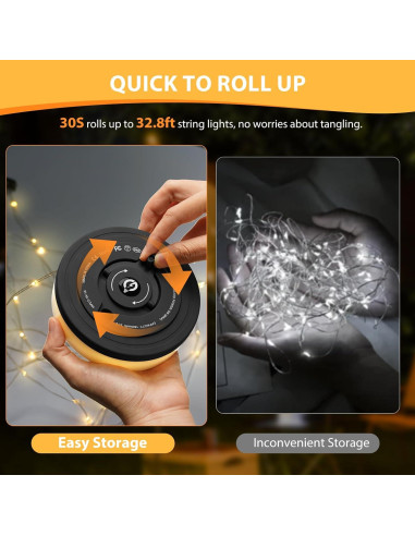 Luces de Camping Recargables UGDLUCK 10m 9 Modos IP4