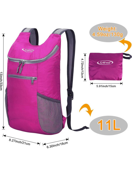 Mochila de Senderismo Plegable G4Free 11L Rosa Unisex Mochila de Senderismo Plegable G4Free 11L Rosa Unisex