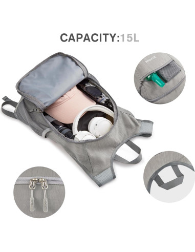 Mochila de Senderismo Plegable G4Free 15L Gris Impermeable