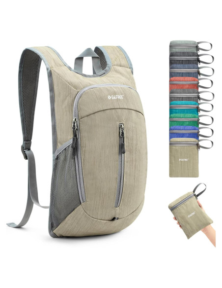 Mochila de Senderismo Plegable G4Free 10L Beige Ligera