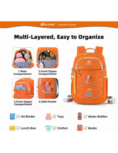 Mochila Escolar SKYSPER 12L para Niños 4-8 Años Naranja 2