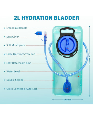Saco de Agua Paukis 2L Libre de BPA para Senderismo