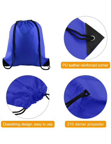 Bolsas de Cuerda PLULON 25 Pcs Azul para Gimnasio y Viajes