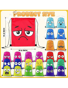 24 Mochilas de Cuerda Emoticon Nylon para Niños y Adolescentes 2