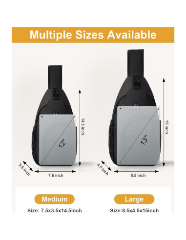 Mochila Bandolera Impermeable Pritent Mediana Negra 6L