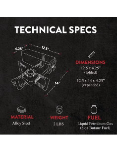 Estufa de Campamento Gas One GS-8300 - Butano Portátil 8000 BTU 2