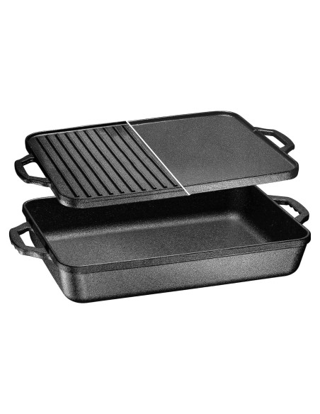 Sartén de Hierro Fundido Bruntmor 4.5L Pre-sazonada con Tapa