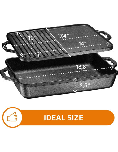 Sartén de Hierro Fundido Bruntmor 4.5L Pre-sazonada con Tapa