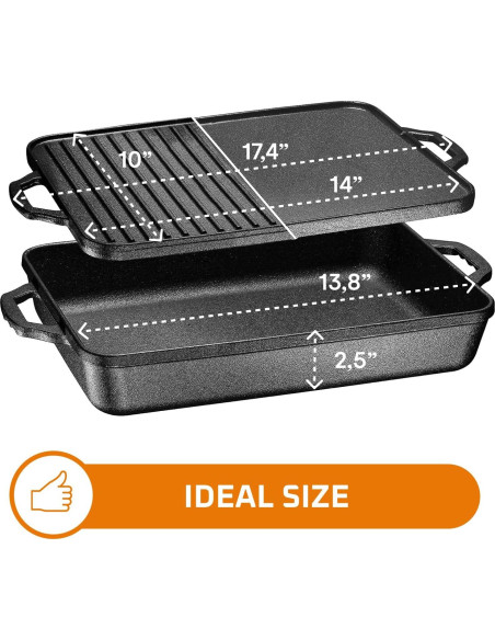 Sartén de Hierro Fundido Bruntmor 4.5L Pre-sazonada con Tapa