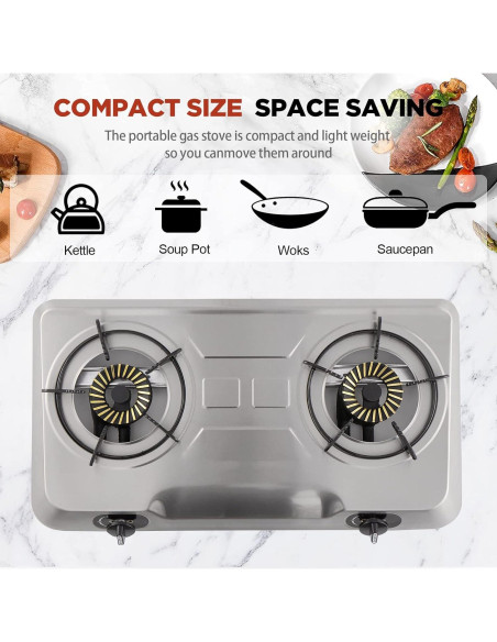 Estufa de Gas Propano Portátil forimo RQZ 2 Quemadores 19,000 BTU