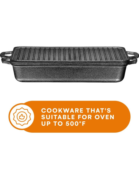 Sartén de Hierro Fundido Bruntmor 4.5L Pre-sazonada con Tapa