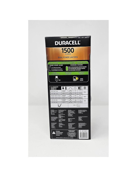 Linterna Recargable Duracell 1500 Lúmenes 5 Fuentes de Energía
