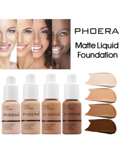 Base Líquida Mate Suave PHOERA 50g Castaño Resistente al Agua 2