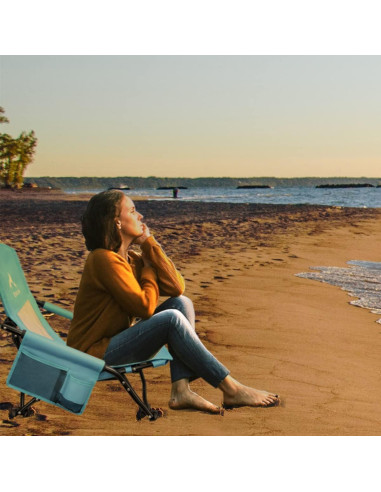 Silla de Playa Plegable Oileus Azul 2.95 kg con Portavasos