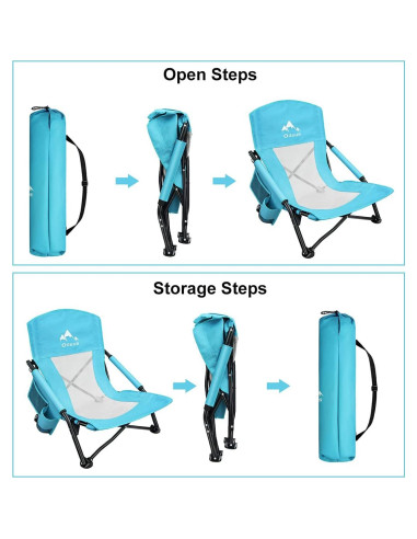 Silla de Playa Plegable Oileus Azul 2.95 kg con Portavasos