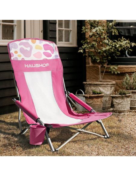 Silla de Playa Plegable HAUSHOF Respaldo Alto 120 kg Silla de Playa Plegable HAUSHOF Respaldo Alto 120 kg