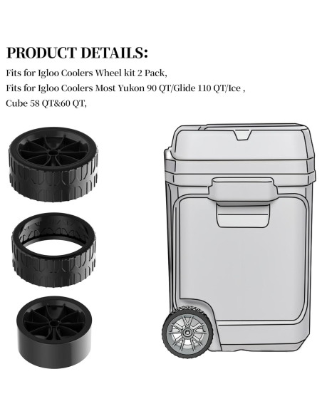 Ruedas de Enfriador ZAITOE 6 Pulgadas Reemplazo Negro 2-Pack Ruedas de Enfriador ZAITOE 6 Pulgadas Reemplazo Negro 2-Pack