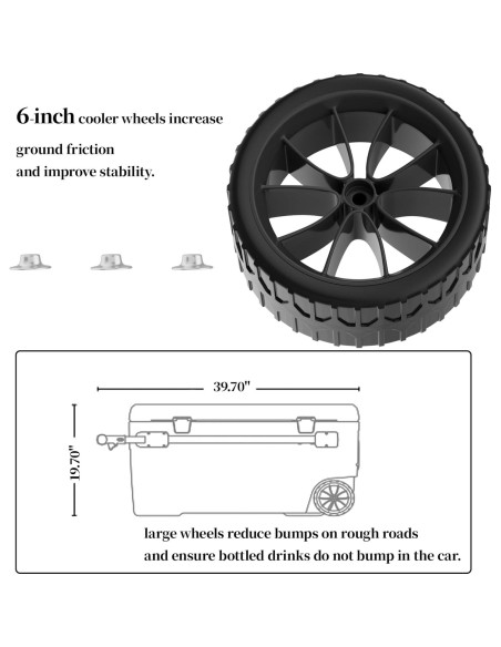 Ruedas de Enfriador ZAITOE 6 Pulgadas Reemplazo Negro 2-Pack Ruedas de Enfriador ZAITOE 6 Pulgadas Reemplazo Negro 2-Pack