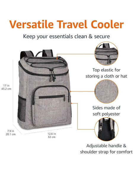 Mochila Térmica Aislada Amazon Basics 30 Latas Gris
