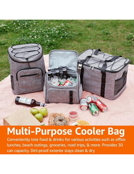 Mochila Térmica Aislada Amazon Basics 30 Latas Gris