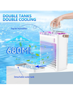 Acondicionador de Aire Portátil ATTLOOQ 680ml 5 Velocidades 2