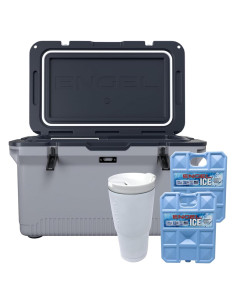 Cooler ENGEL 60 QT Ultra-Ligero con 2 Paquetes de Hielo y Vaso 22 oz