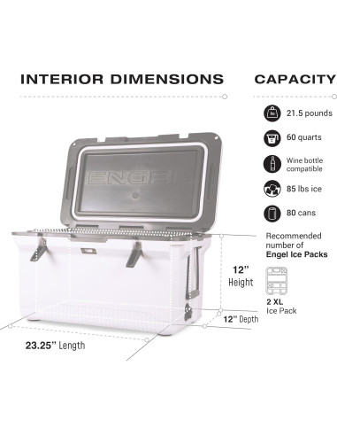 Cooler ENGEL 60 QT Ultra-Ligero con 2 Paquetes de Hielo y Vaso 22 oz