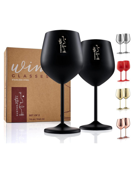 Vasos de Vino de Acero Inoxidable Gusto Nostro - 532 ml - Juego de 2