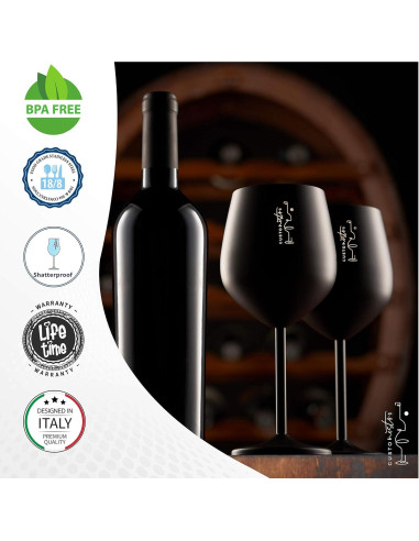 Vasos de Vino de Acero Inoxidable Gusto Nostro - 532 ml - Juego de 2