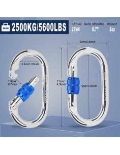 Mosquetón de alta resistencia Kvittra DSK Grande 25KN Plata 2