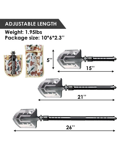 Pala de Camping Gold Armour Plegable Multifuncional 0.88kg