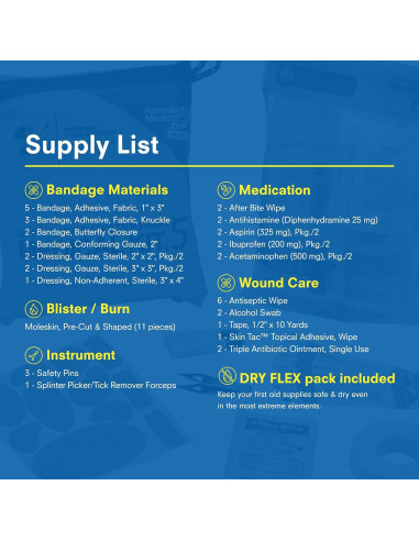 Kit Médico Ultraligero Impermeable Aventura 1 Persona 1-2 Días