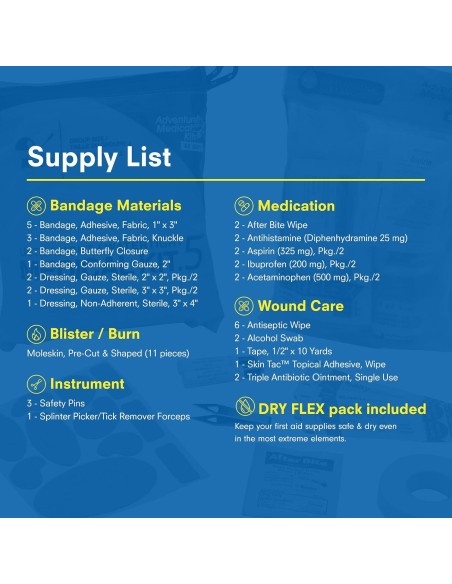 Kit Médico Ultraligero Impermeable Aventura 1 Persona 1-2 Días