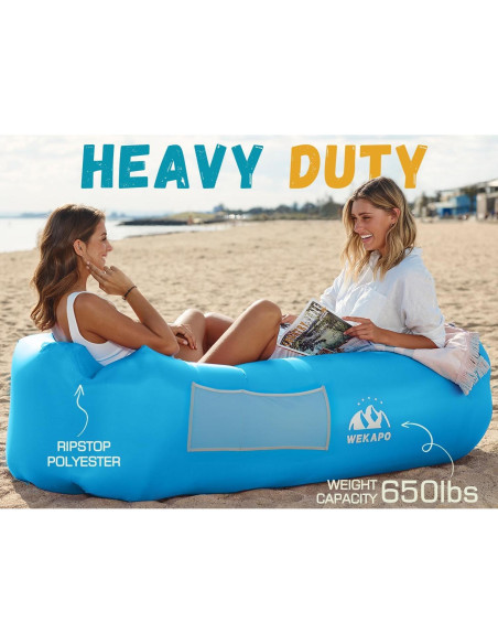 Sofá Hamaca Inflable WEKAPO Portátil Impermeable Azul 208cm