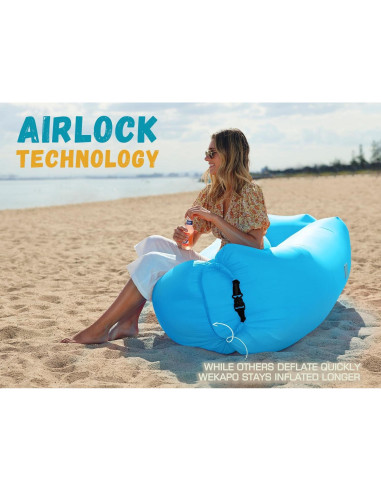 Sofá Hamaca Inflable WEKAPO Portátil Impermeable Azul 208cm