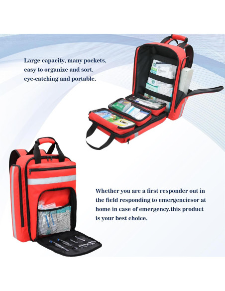 Bolsa de Primeros Auxilios Vacía JIDUODUO Rojo 40.5x30x12 cm