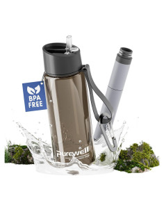 Botella de Agua Filtrada Purewell 1500L Libre de BPA Negra