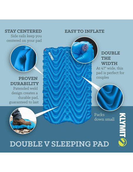 Klymit Almohadilla Aislada Doble V + Estática V2 para Acampar