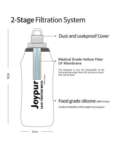 Botella de Agua Filtrada Plegable Joypur 600ml Libre BPA 2
