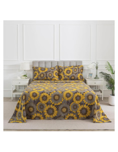 Juego de Sábanas Queen Puralens Muselina Girasol 4 Piezas