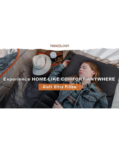 Almohada de Camping Inflable TREKOLOGY ALUFT Ultra 60x38 cm Gris