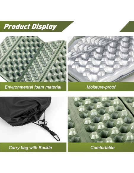 Cojín de Asiento Portátil ZAIXIA 2pack Verde Militar