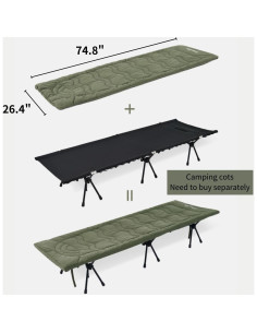 Colchón de Camping Windhike WH-74 Extra Grande Algodón Verde 2