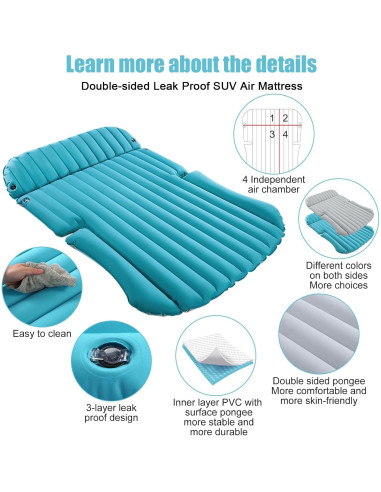 Colchón Inflable SUV KMZ Doble Cara 192x128 cm con Bomba